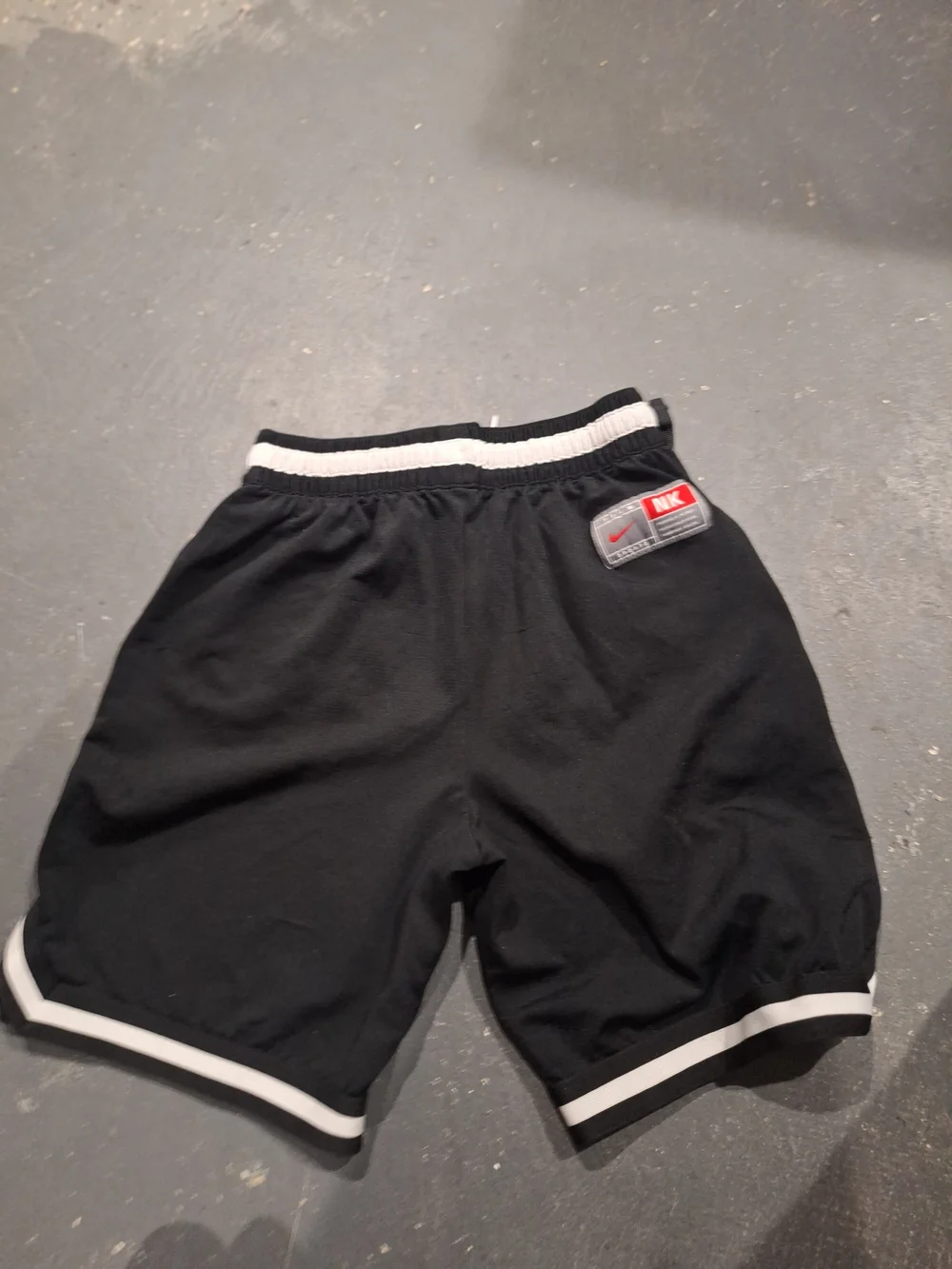 Nike Dri-fit Boys Black Shorts with White Logo and Stripe.size Large